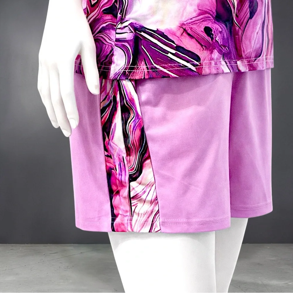New Chic Me Pink Marble Swirl Short Sleeve Short Set